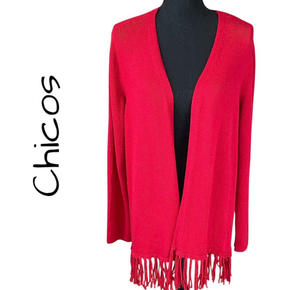 NWT CHICOS “Marian Fringe” Sweater, Size 2 (Medium)